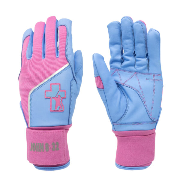Pink and Blue Baseball Truth Batting GLoves